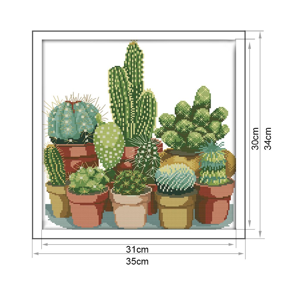 14ct Estampado Ponto Cruz - Cactus (34*35cm)
