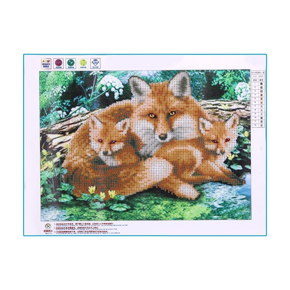 Diamond Painting - Partial Round - Fox Family