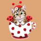 Diamond Painting Partial Round Lovely Cup Cat