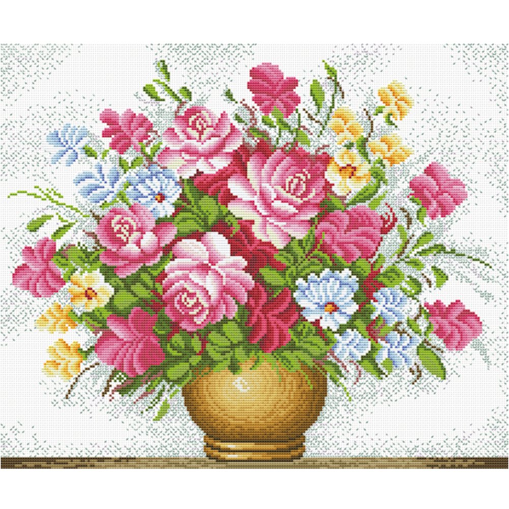 11ct Stamped Cross Stitch Flowers (57*49cm)