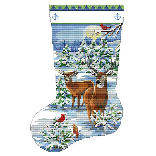 14ct Stamped Cross Stitch Sock Elks (34*50cm)