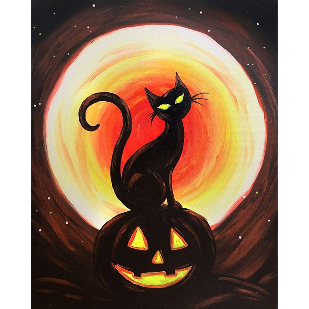 11ct Stamped Cross Stitch Halloween Cat (40*50cm)