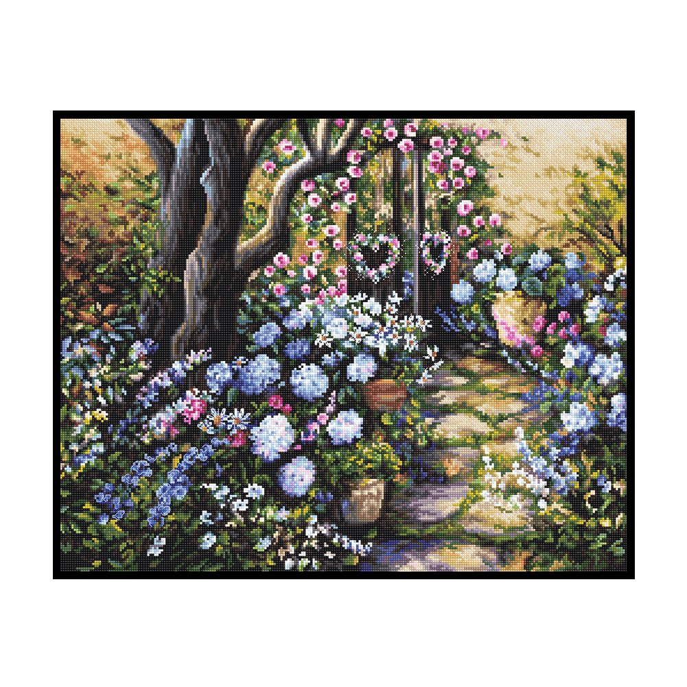 Ponto cruz estampado 11ct - porta de jardim (50*40cm)