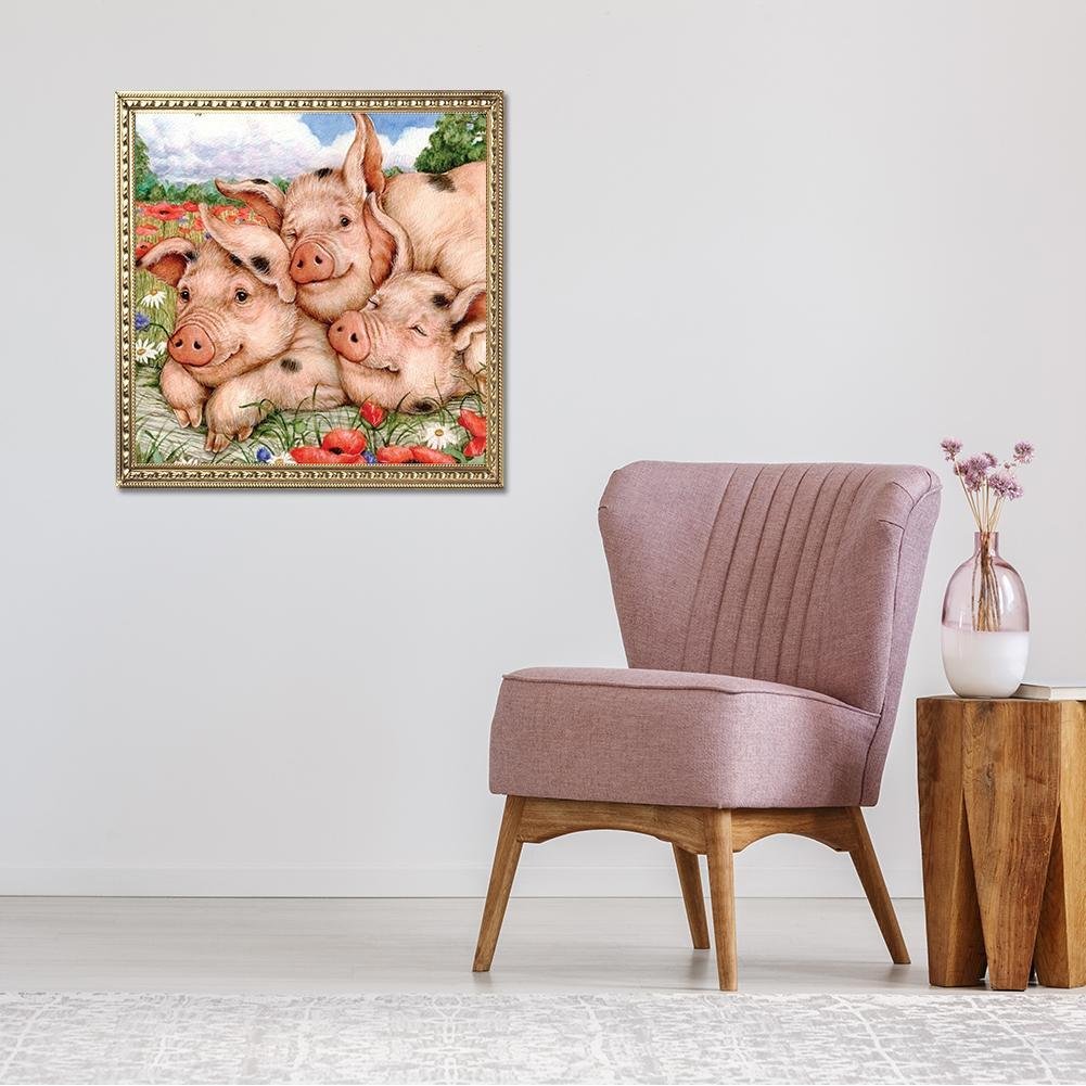 Pintura de diamante - Redondo completo - Cerdo rosa