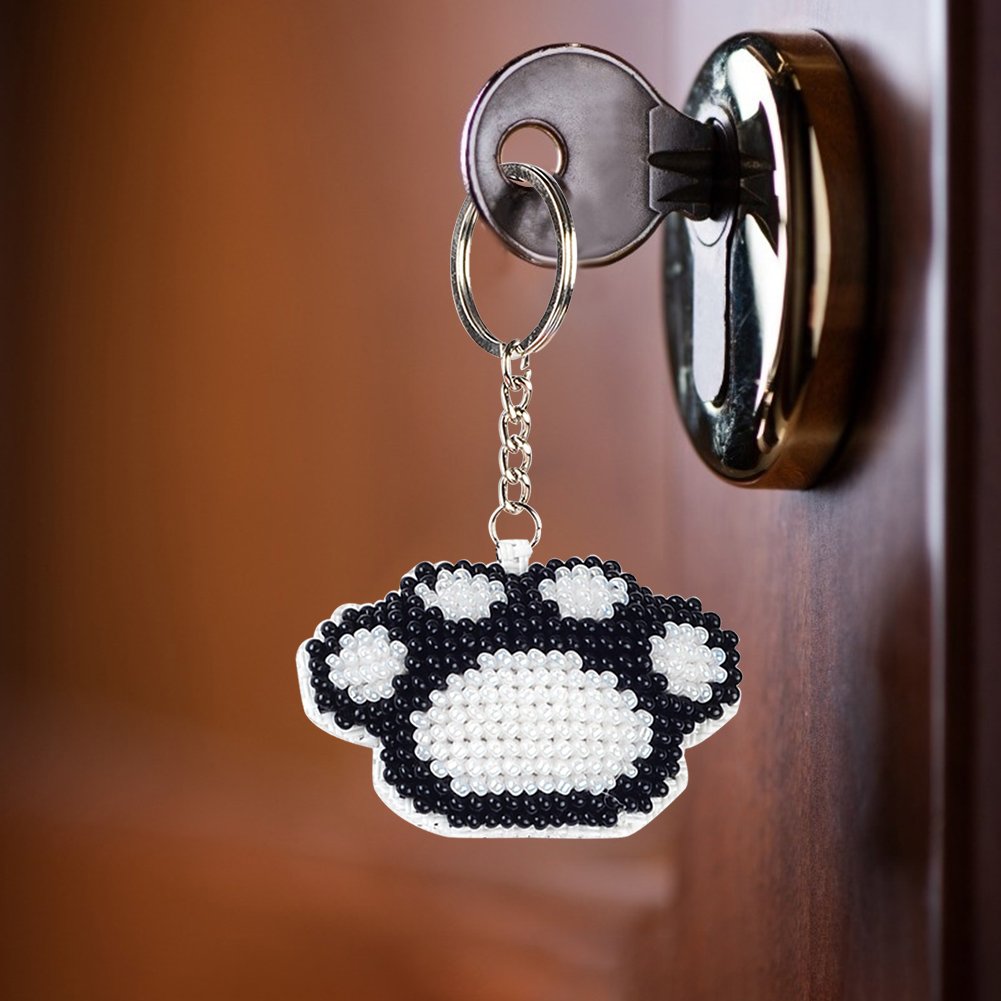 Stamped Beads Cross Stitch Keychain Bear Pam