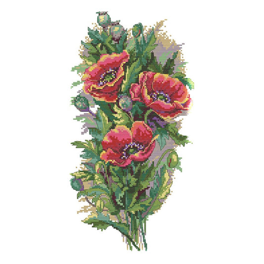 11ct Stamped Cross Stitch Flowers(28*52cm)