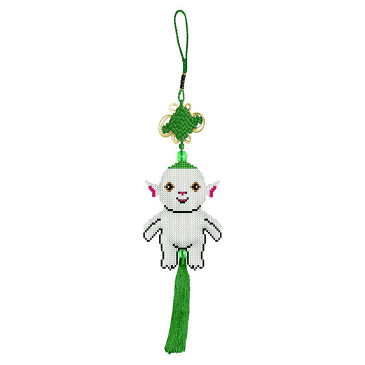Stamped Beads Cross Stitch Keychain Radish Elf 