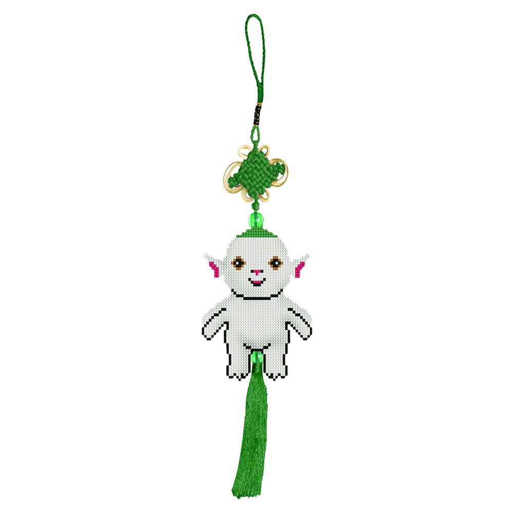 Stamped Beads Cross Stitch Keychain Radish Elf 