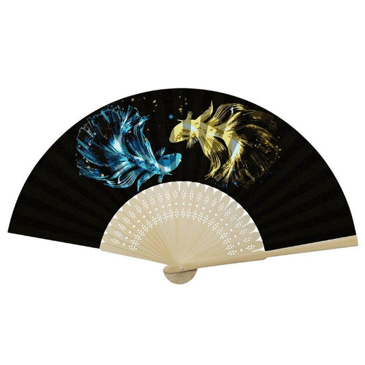 DIY Oil Paint By Number Folding Fan Hand Craft Home Decor Fish