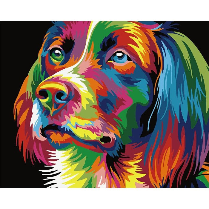 Painting By Numbers Kit Frameless DIY Distracted Color Dog Artwork