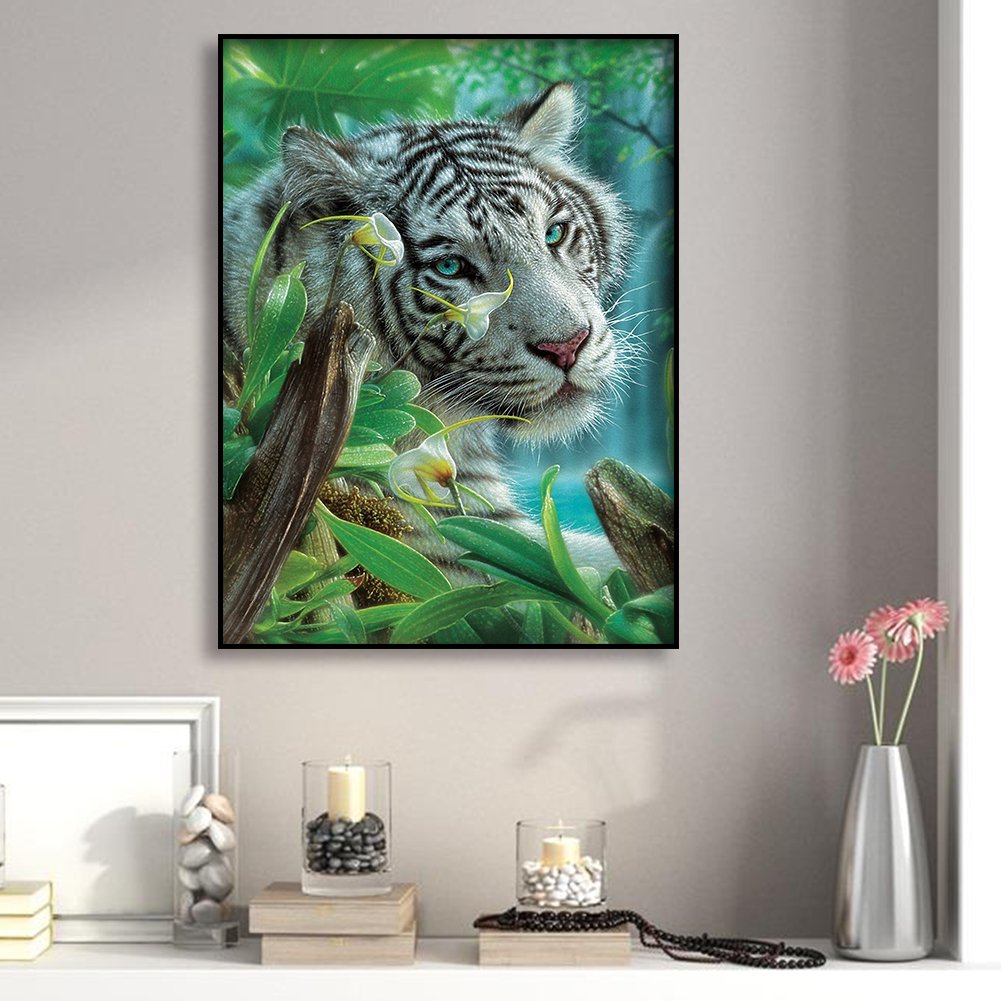 Pintura Diamante - Redondo Completo - Tigre de Bengala