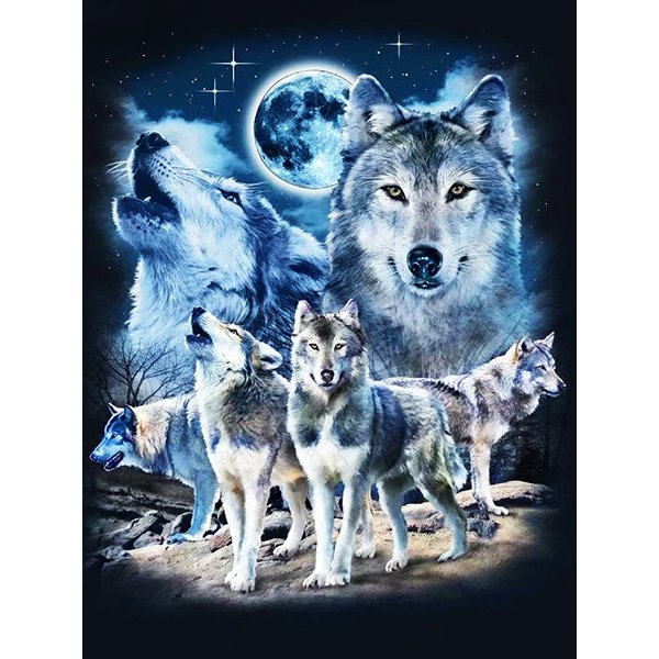 Night Wolves Diamond Mosaic Embroidery Kit