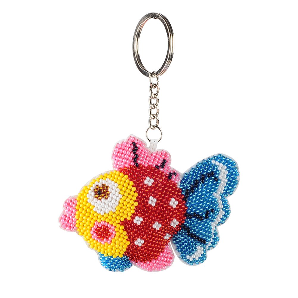 Stamped Beads Cross Stitch Keychain Goldfish 