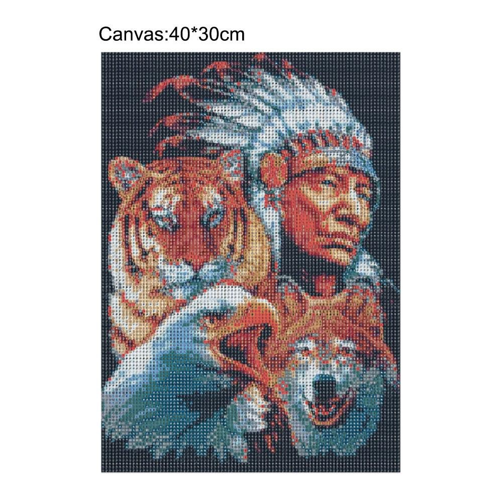 Diamond Painting - Full Round - Indians and Tigers