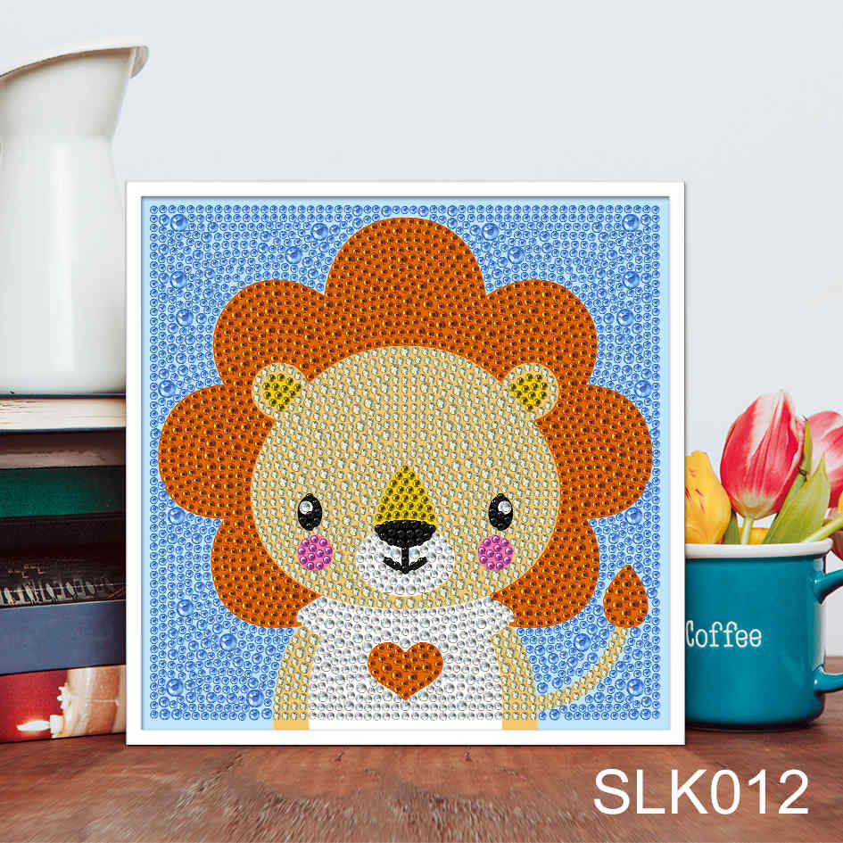 León | Kits de pintura de diamantes de imitación de cristal para niños | 18x18cm