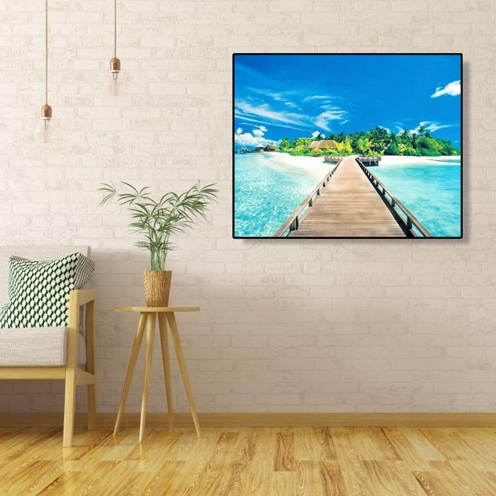 Quiet Beach Hand Painted Canvas Oil Art Picture Craft Home Wall Decor
