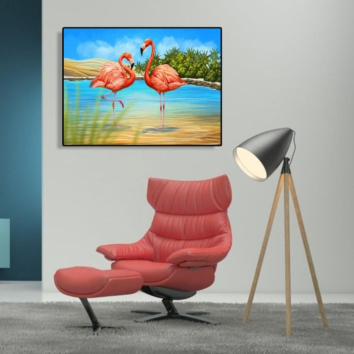 Paint By Number Oil Painting Flamingo By The Lake (40*50cm)