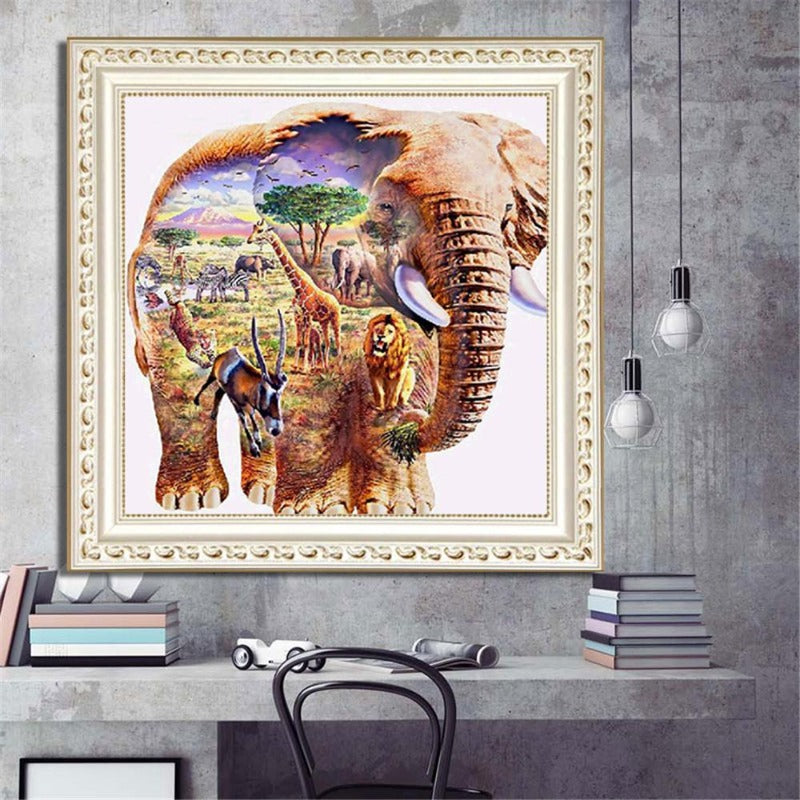 African elephant Full Square diamond embroidery