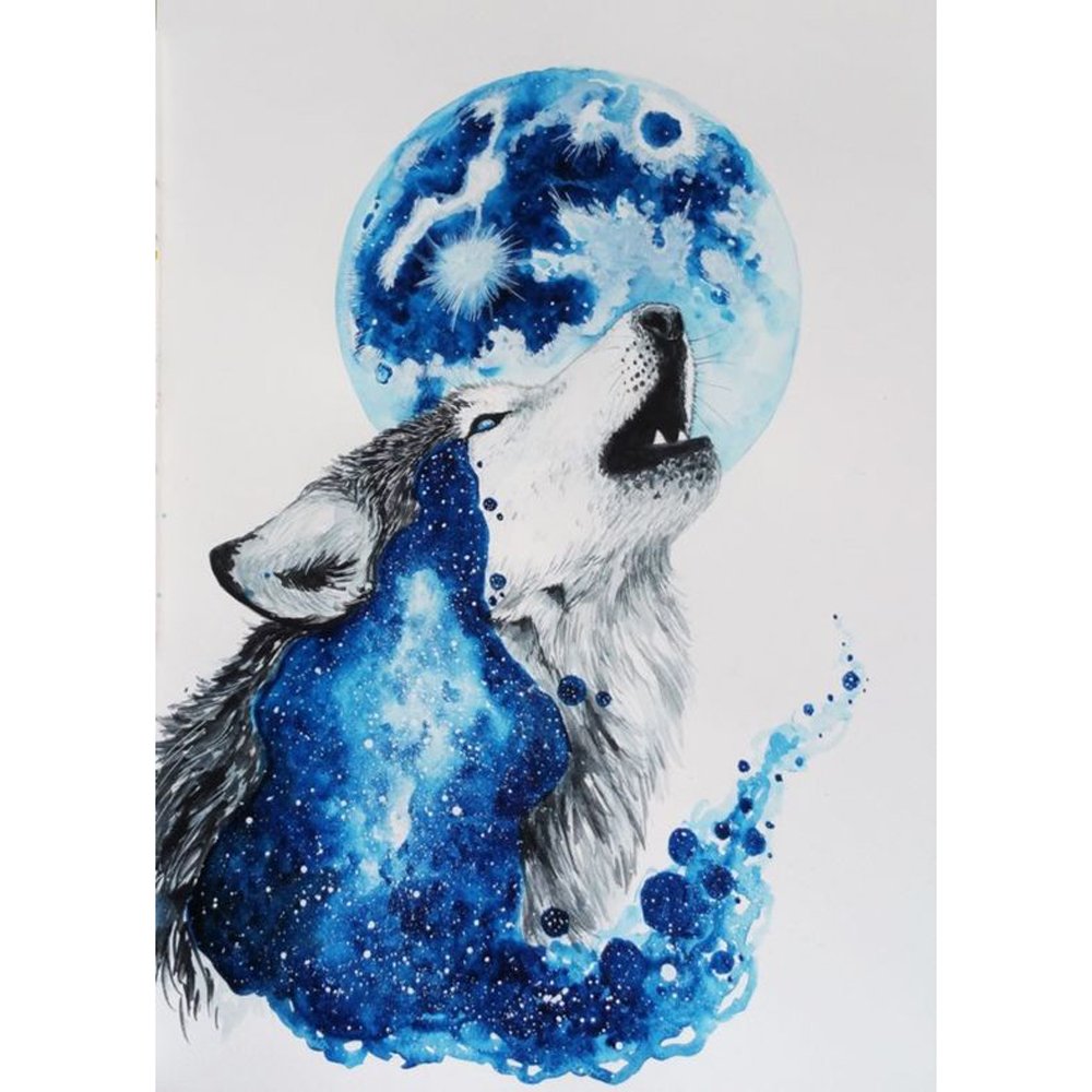 Diamond Embroidery 5D Painting Wolf Blue Shadow