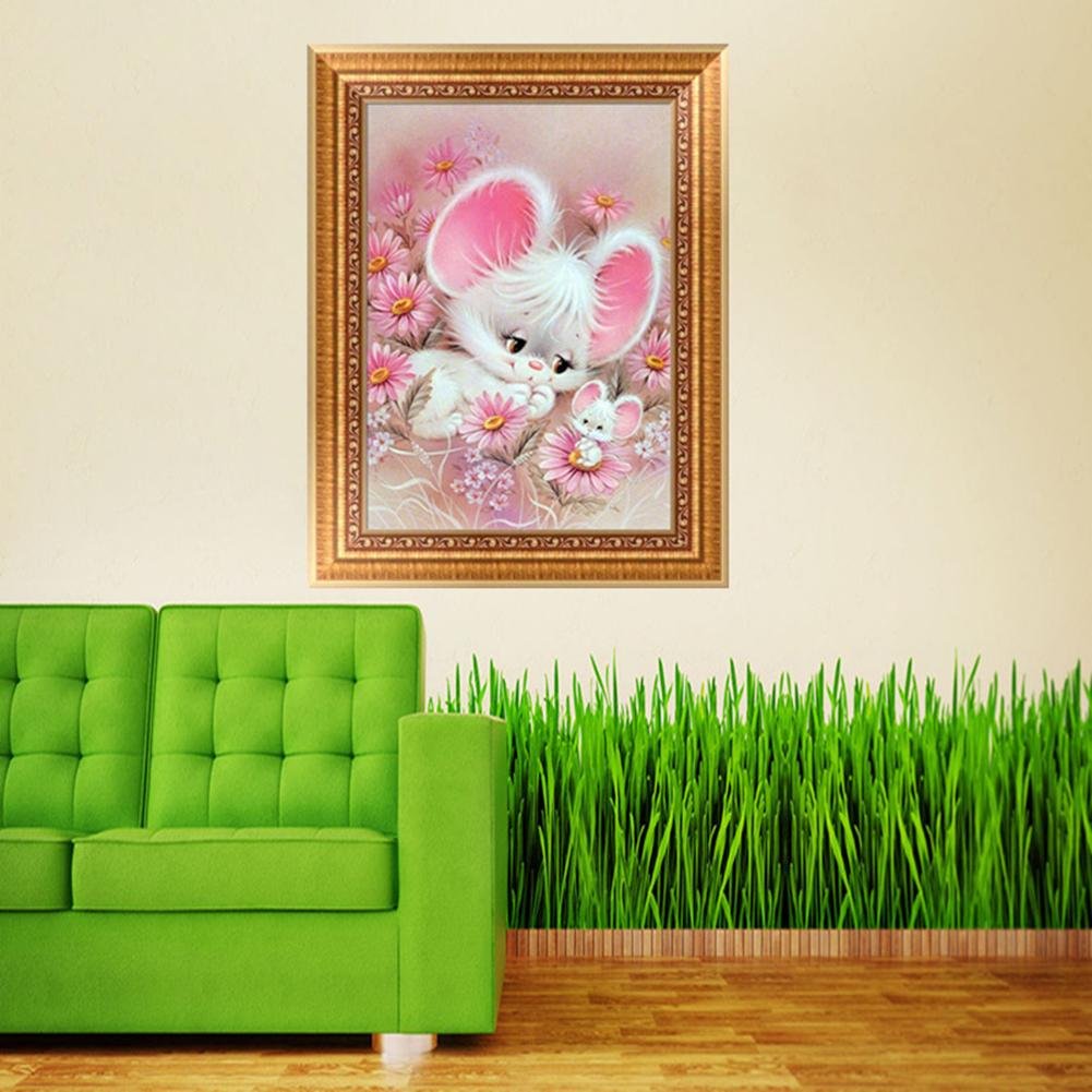Diamond Painting - Partial Round - little Mouse Among The Flowers