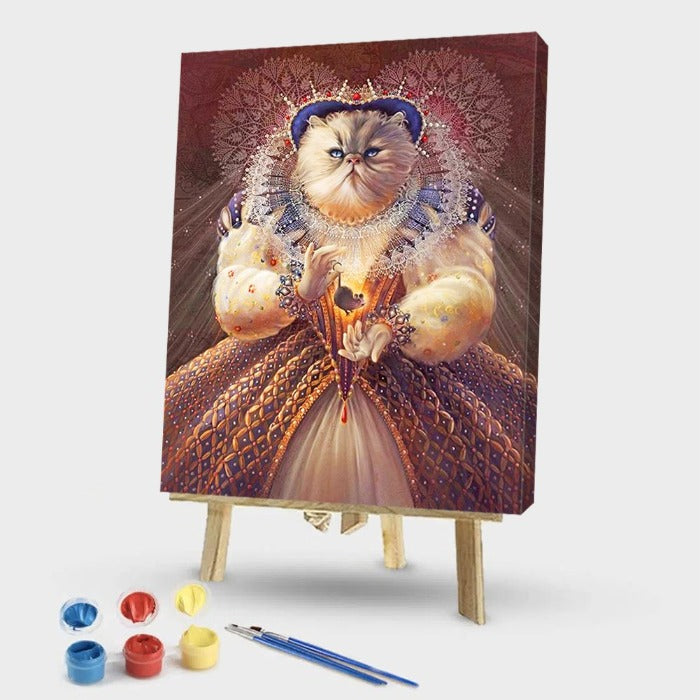 Painting By Numbers Kit DIY Lady Cat Mouse Hand Painted Canvas Oil Art Picture