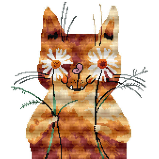 11ct Stamped Cross Stitch Shy Cat ( 34*38cm)