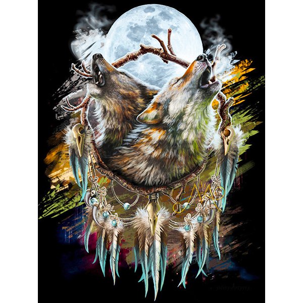 DIY 5D Moon Wolf Diamond Painting Full Drill with Number Kits Home
