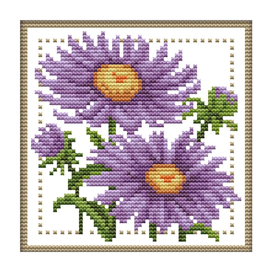 11ct Stamped Cross Stitch September Flowers(21*21cm)