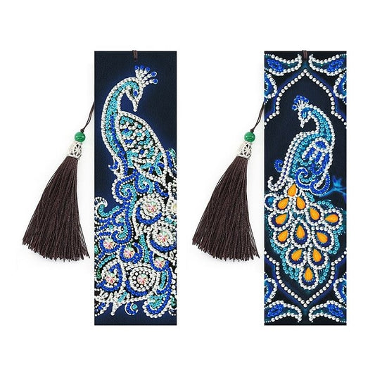 2pcs peacock diamond painting bookmarks student stationery accessories