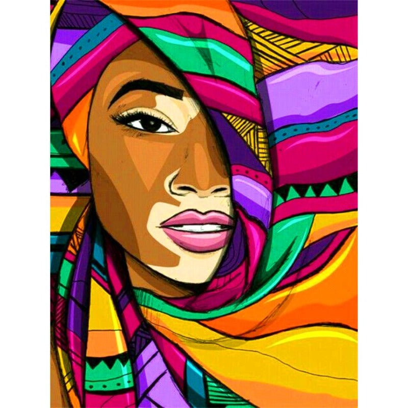 Full Round Diamond Painting Kits Abstract African Beauty Picture