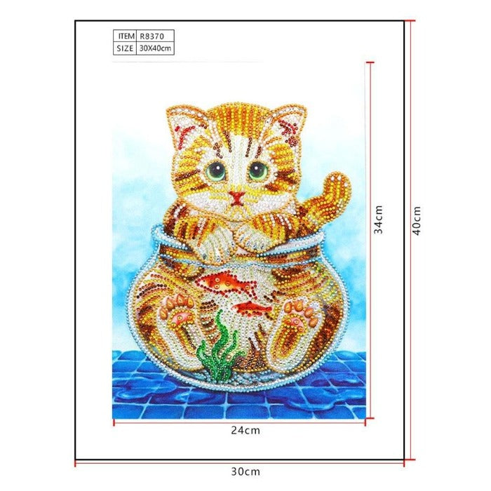 DIY 5D Crystal Rhinestone Diamond Painting Kit Cat