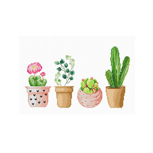 11ct Stamped Cross Stitch Green Potted Plant ( 50*38cm)