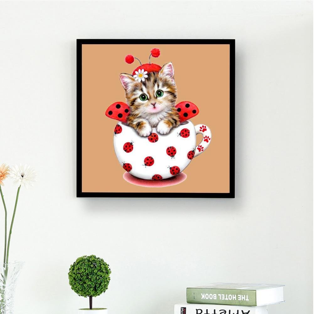 Pintura de diamante - Redondo parcial - Lovely Cup Cat