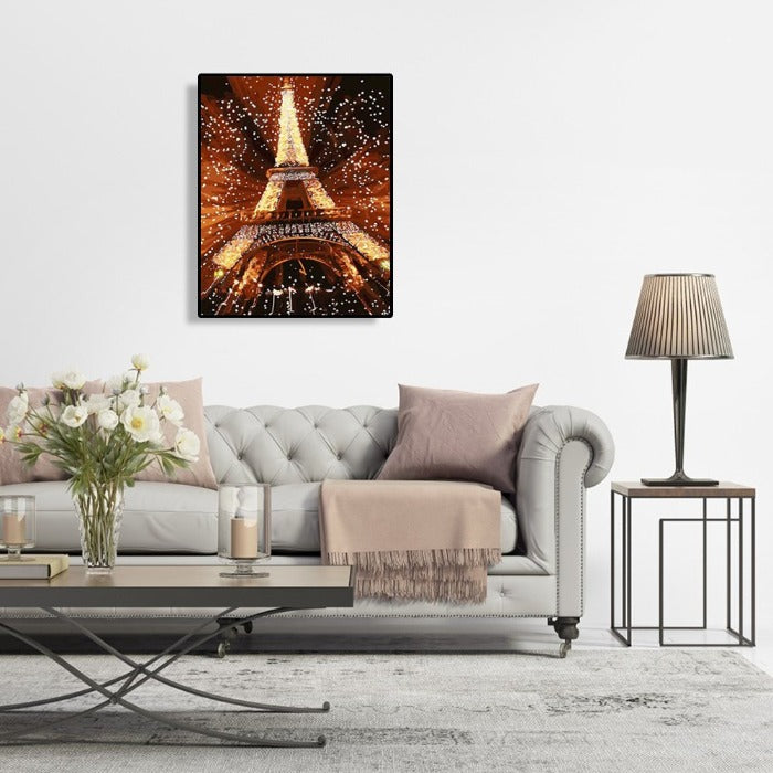 Hand Painted Drawing Acrylic Canvas Iron Tower Modern Wall Art Craft Decor