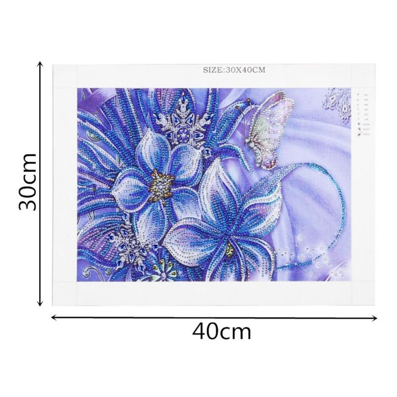 DIY 5D Crystal Rhinestone Diamond Painting Kit Blue Flower