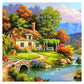 11CT Stamped Cross Stitch Kit Rural Scenery Quilting Fabric (50*50CM)