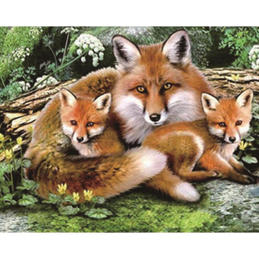 Diamond Painting - Partial Round - Wolf Mother Love Family