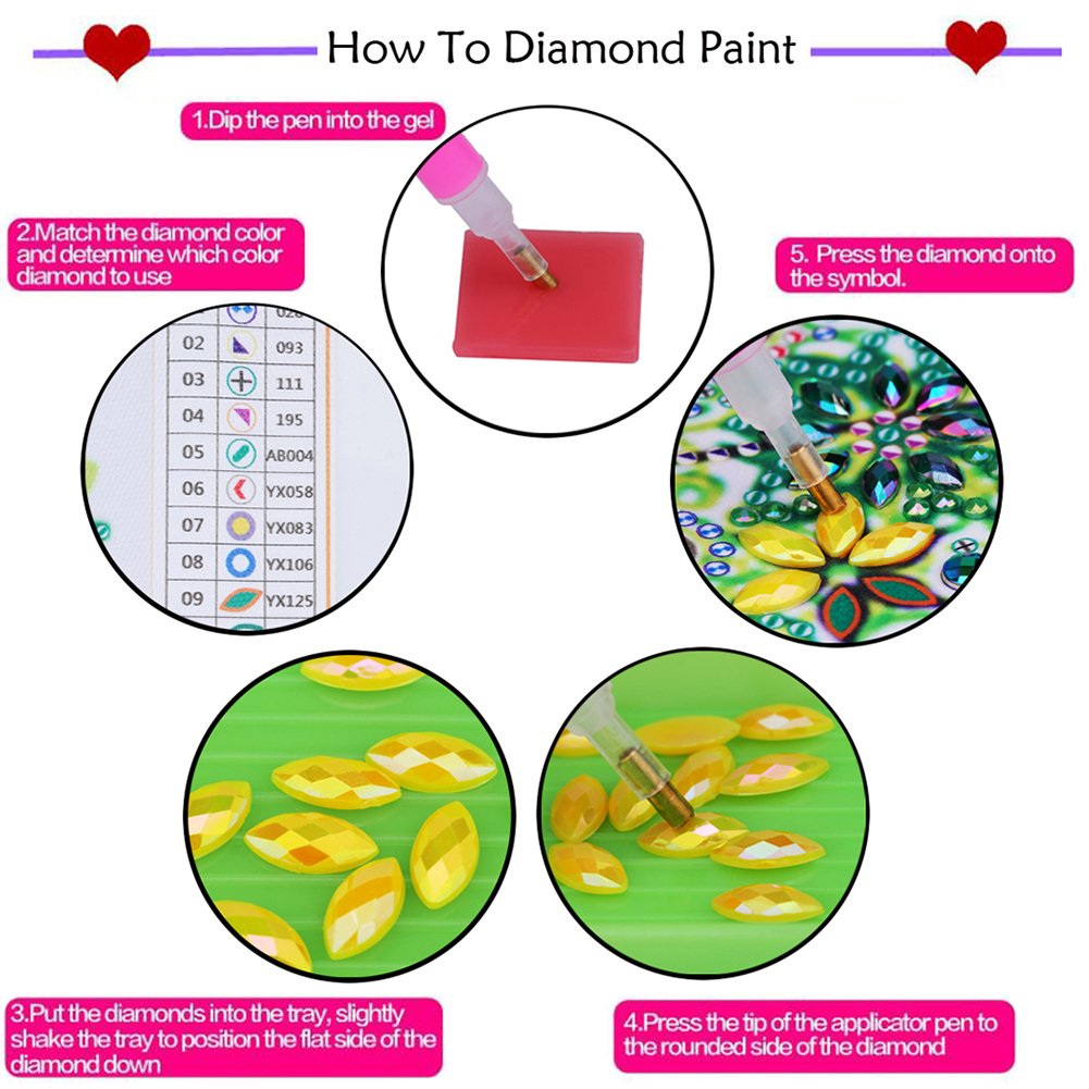 2pcs DIY Diamond Painting Bookmark with Tassel Flower Wolf