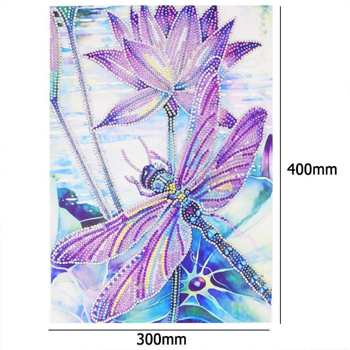 5D Diamond Painting (Part Drill) - Crystal Rhinestone - Lotus Dragonfly