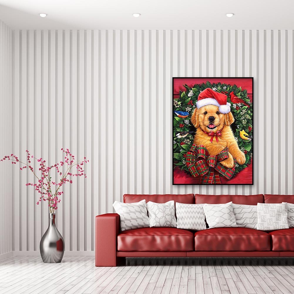 Pintura Diamante - Rodada Completa - Cão de Natal A