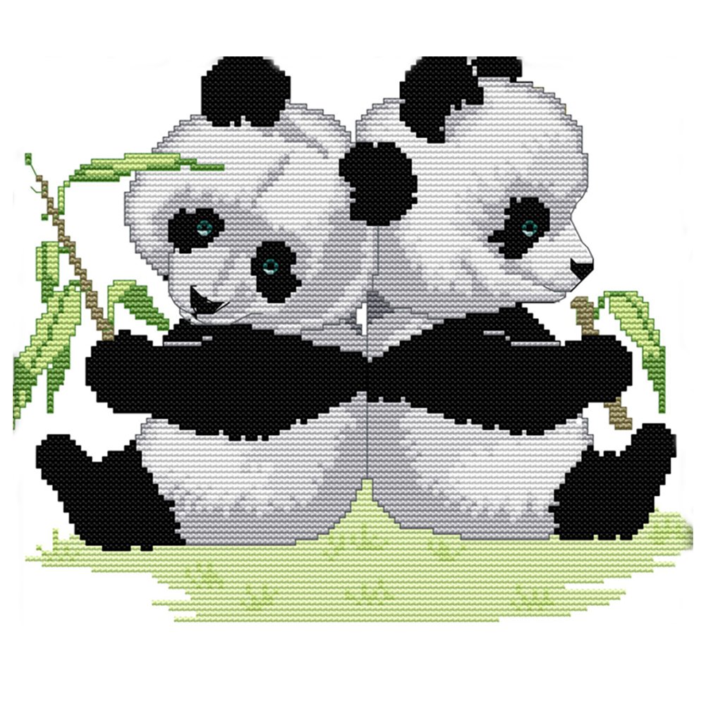 14ct Stamped Cross Stitch Twin Panda(30*27cm)