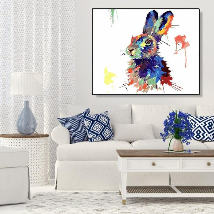 Paint By Number Oil Painting Craft Home Wall Decor Color Rabbit