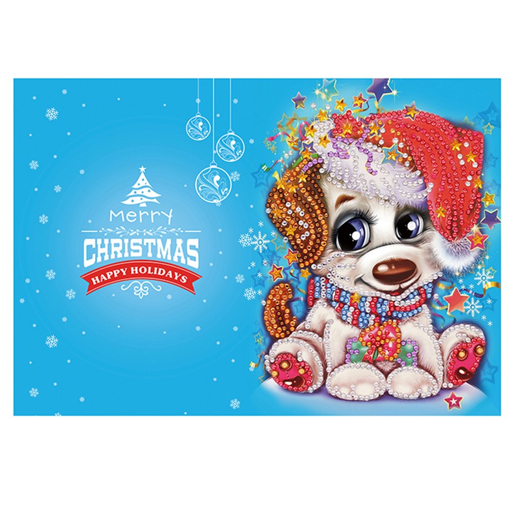 Dog DIY Diamond Painting Holiday Greeting Card