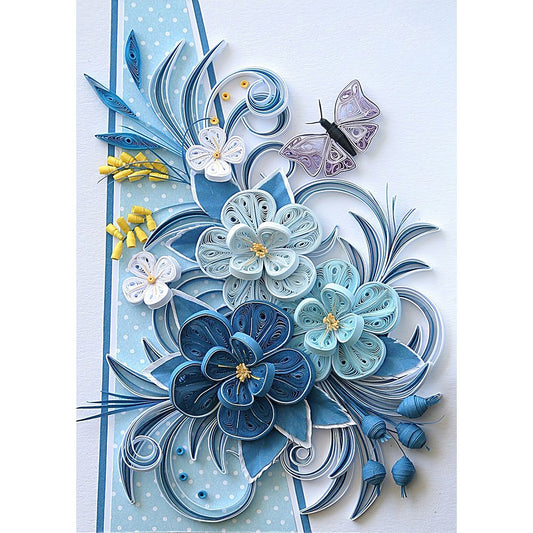 5D Diy Diamond Painting Kit Full Round Beads Butterfly Flowers