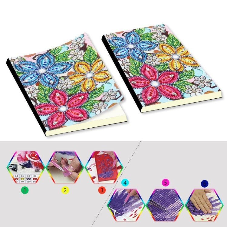 A5 5D Notebook DIY Part Special Shape Rhinestone Diary Book | Flower【diamondpaintingsart】