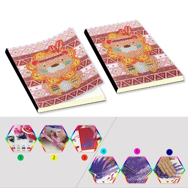 A5 5D Notebook DIY Part Special Shape Rhinestone Diary Book | Lion【diamondpaintingsart】