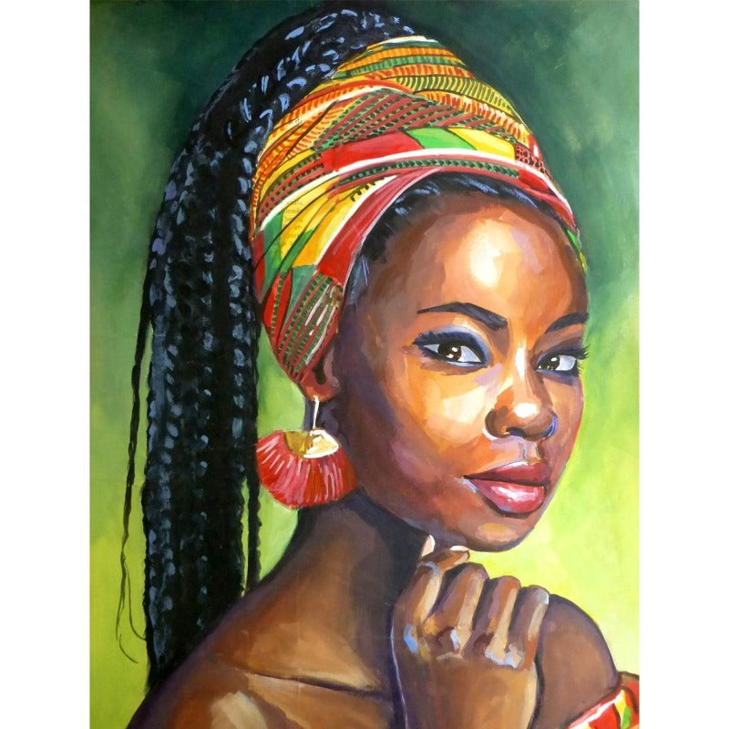 Full Round Diamond Painting Kits African Woman With Hair Band