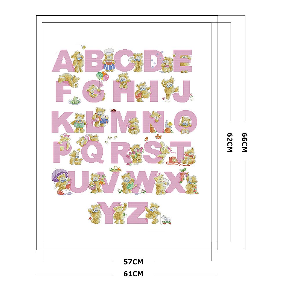 11ct Stamped Cross Stitch Alphabet 66*61cm 