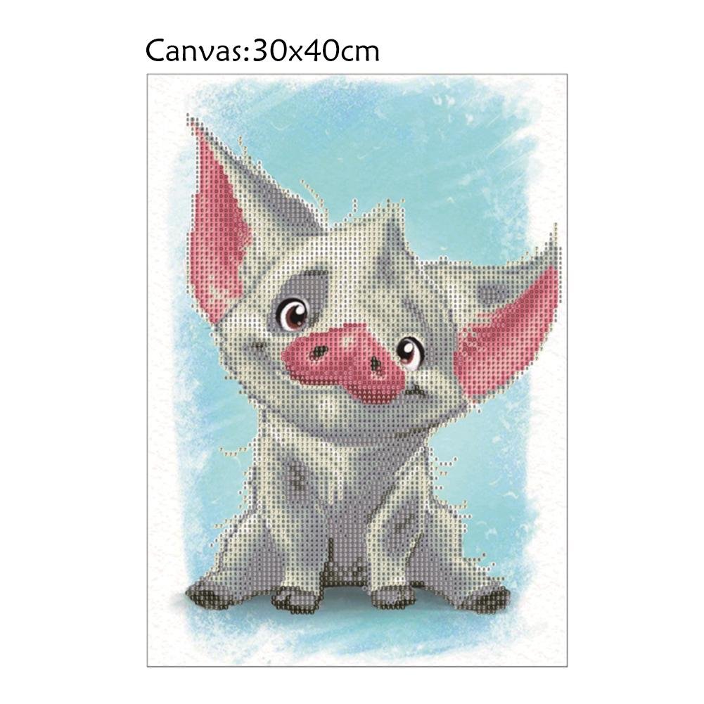 Diamond Painting - Partial Round - Cartoon Pig