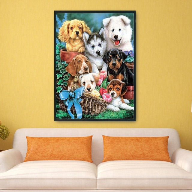 11ct Stamped Cross Stitch Puppies (46*46cm)